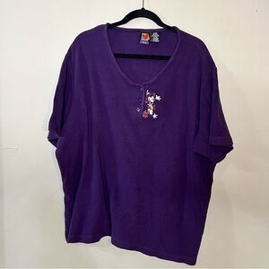 Vintage Disney Sweater Womens 26/28 Mickey Mouse 1/4 Button Up